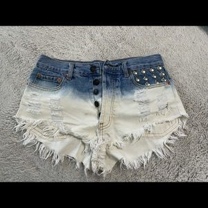 Distressed jean shorts